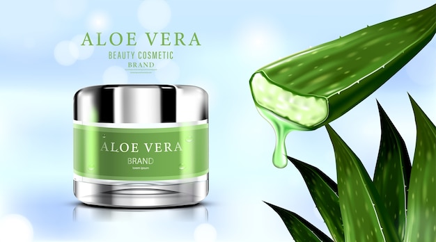 Crème De Soin De Peau De Paquet De Bouteille Cosmétique De Luxe Avec L'aloe Vera.