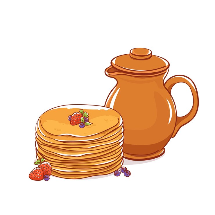 Vecteur crêpes aux fraises et myrtilles carnaval de vacances slaves de maslenitsa