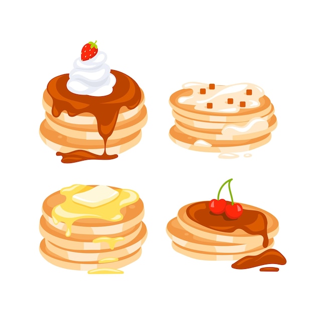 Des crêpes faites maison avec des confitures des piles de crêpes délicieuses un délicieux petit déjeuner