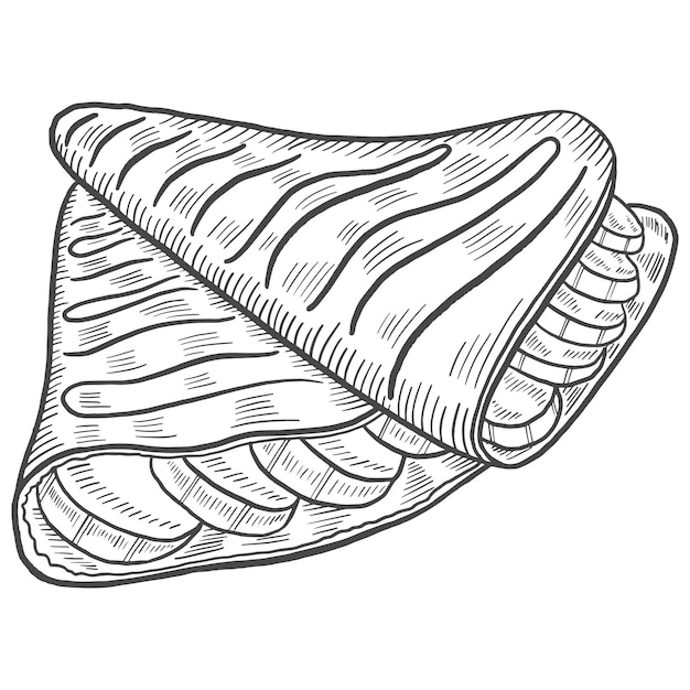 Vecteur crêpes france dessert snack isolé doodle croquis dessinés à la main avec style de contour