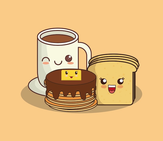 Crêpes Kawaii Et Tasse De Café