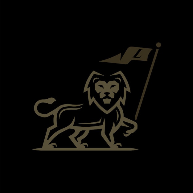 Vecteur crête de lion avec logo drapeau