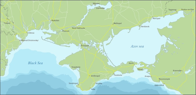 Vecteur la crimée est une péninsule située sur la côte nord de la mer noire