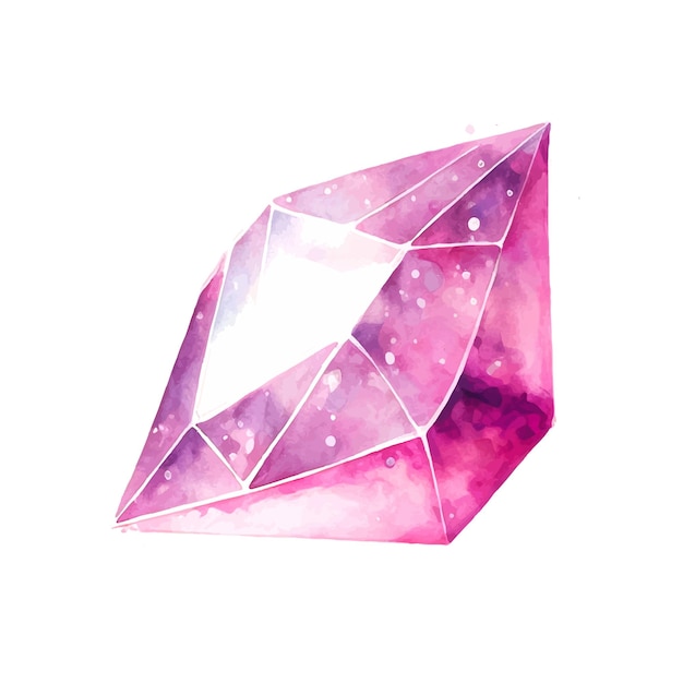 Cristal De Diamant Violet Rose Vecteur Illustration Aquarelle