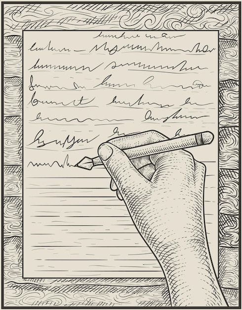 Écriture à la main d'illustration avec style de gravure