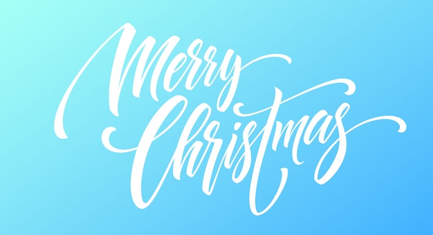 Écriture manuscrite joyeux Noël lettrage sur bannière bleue