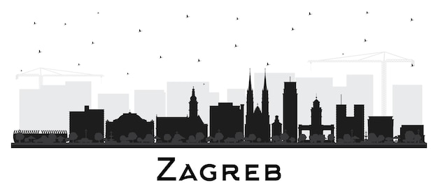 Vecteur croatie l'horizon de la ville de zagreb silhouette avec des bâtiments noirs isolés sur le blanc zagreb paysage urbain avec des monuments voyage d'affaires et tourisme concept avec une architecture historique