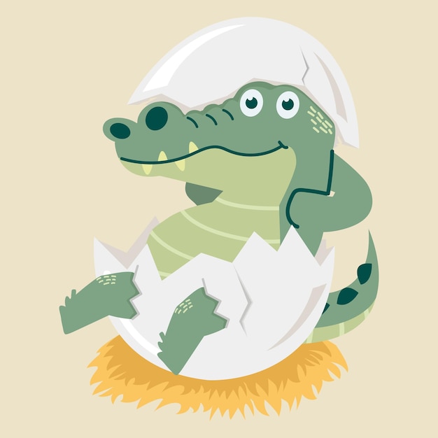 Crocodile Mignon Dans Le Dessin Animé De Coquille D'oeuf