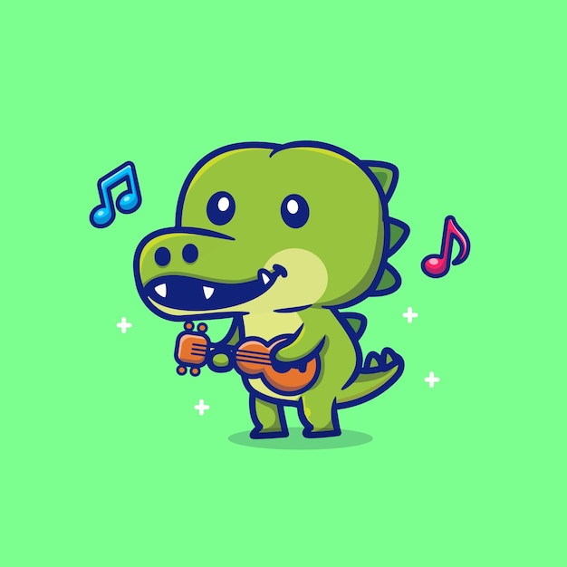 Vecteur crocodile mignon jouant de la guitare