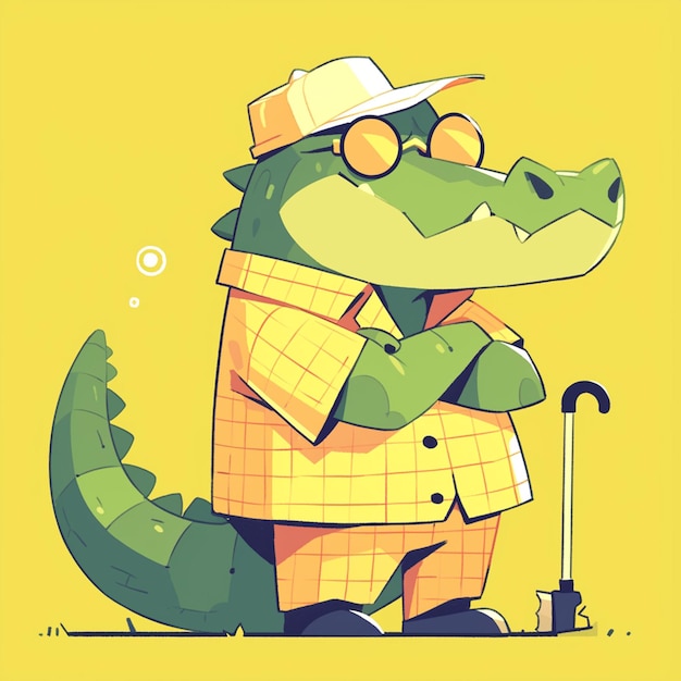 Un Crocodile Ouvrier Mélodieux Dans Le Style Des Dessins Animés