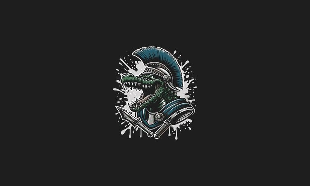 crocodile portant un uniforme spartiate conception d'œuvres d'art vectorielles
