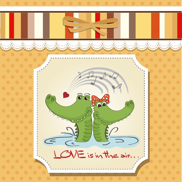 Crocodiles Amoureux. Carte Du Jour De Valentin