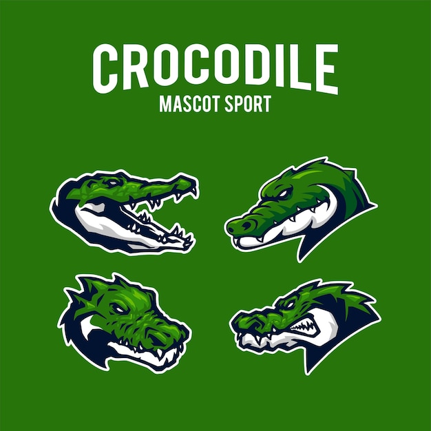 Vecteur crocodille a mis l'illustration pour le sport de mascotte et de logo