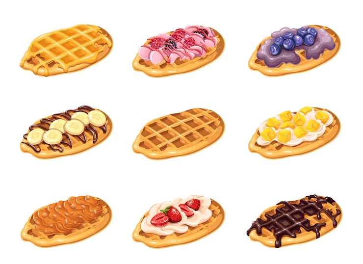 Vecteur croffle croissant gaufre pâtisserie coréenne