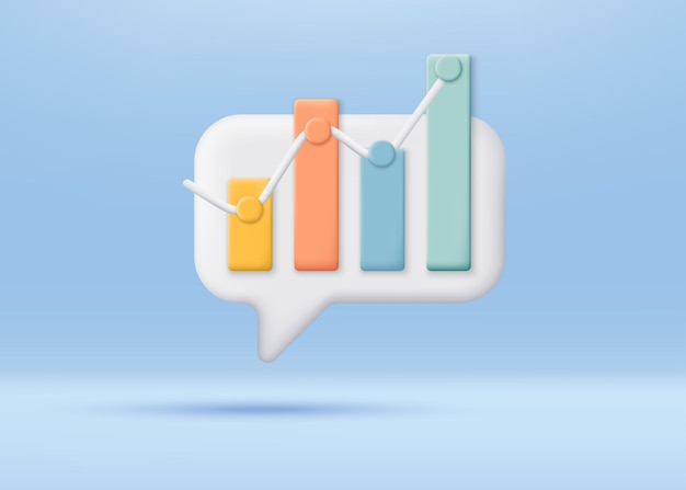 Croissance du graphique à barres d'affaires 3D Augmentation de l'argent positif Finances et concept financier Augmentation des bénéfices d'investissement Icon de dessin animé minimaliste Illustration de rendu vectoriel 3D