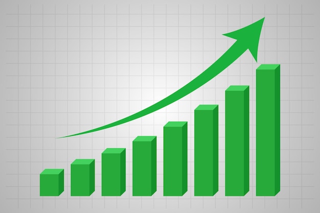 Croissance du graphique à barres et flèche vers le haut