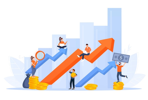 Vecteur croissance du succès de carrière réalisation de l'objectif commercial croissance du succès de carrière concept d'entreprise