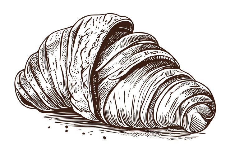 Vecteur un croissant avec un croissant sur le dessus.