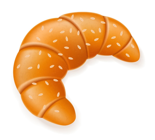 Croissant croustillant aux graines de sésame vector illustration isolé sur fond blanc