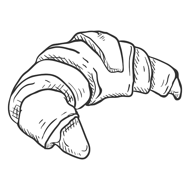 Croissant Frais Croustillant Illustration Vectorielle Unique Croquis