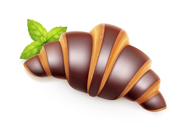 Croissant Avec Illustration Réaliste Au Chocolat