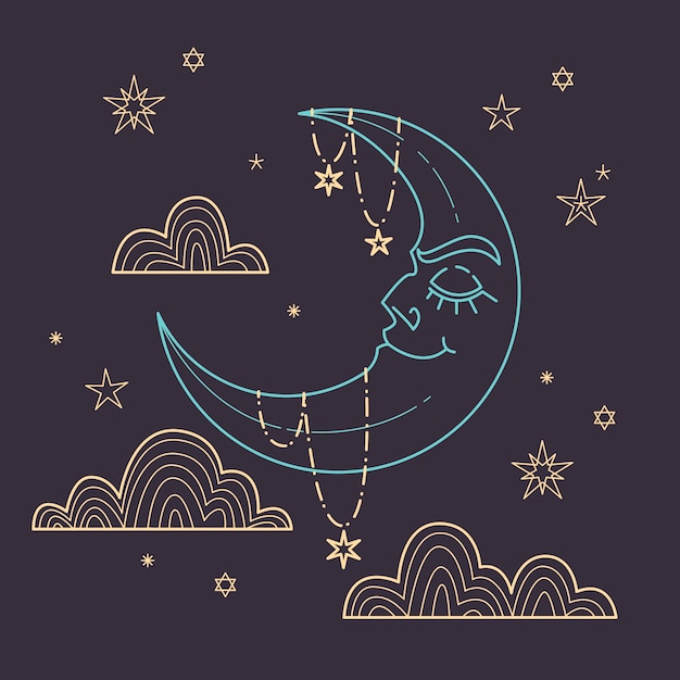 Croissant de lune dessin illustration