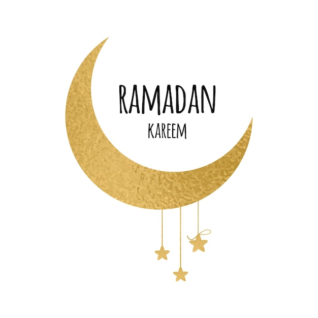 Croissant De Lune Avec étoiles Suspendues Pour La Célébration Du Mois Sacré De La Communauté Musulmane Ramadan Kareem