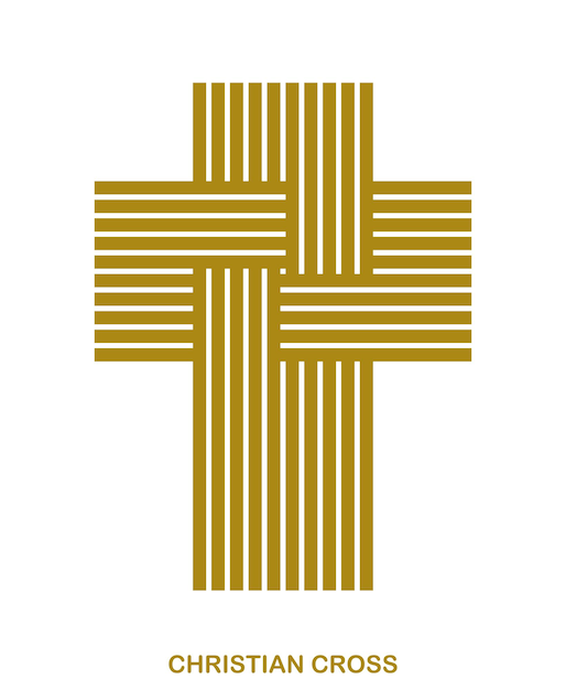 Vecteur croix chrétienne symbole vectoriel de style linéaire moderne isolé sur la foi et la croyance blanche signe crucifix contemporain de jésus-christ design graphique rayé