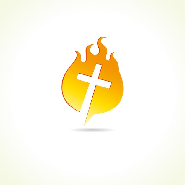 Croix En Feu Idée De Logo Chrétien Icône Vectorielle Pour Les églises Organisations Chrétiennes Collèges Bibliques