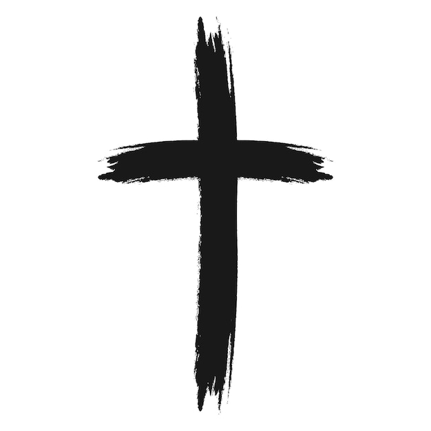 Croix grunge audacieuse coup de pinceau croix religieuse avec des bords rugueux