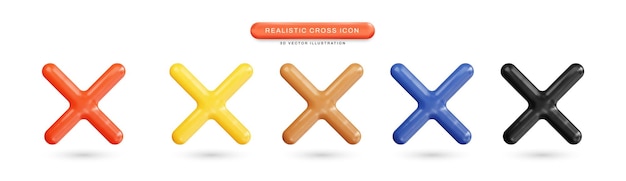 Croix icône illustration vectorielle 3d réaliste