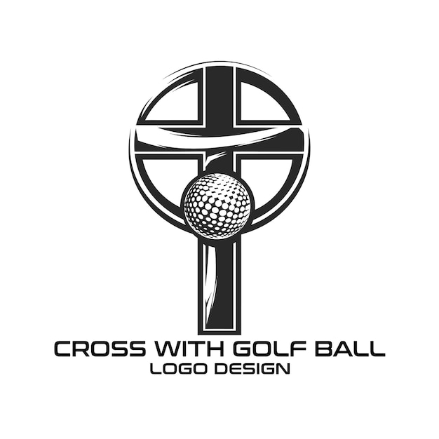 Vecteur croix avec le logo vectoriel de la balle de golf