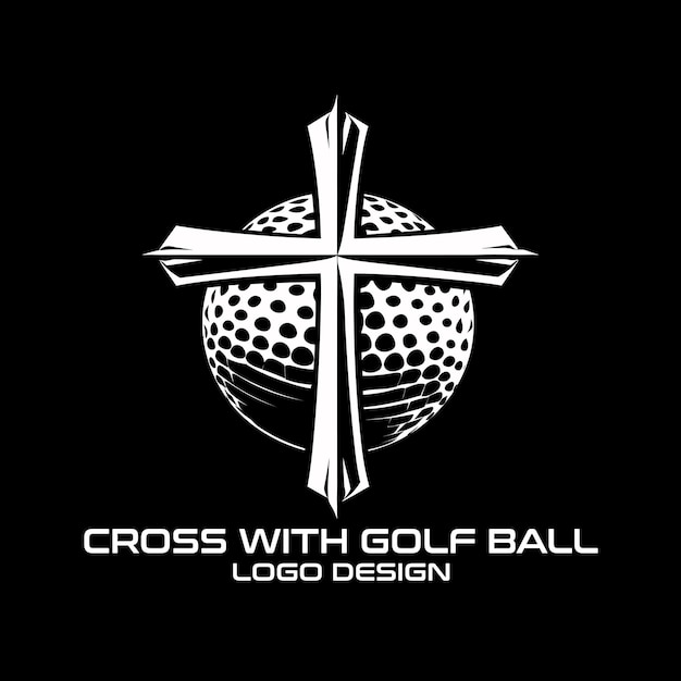 Vecteur croix avec le logo vectoriel de la balle de golf