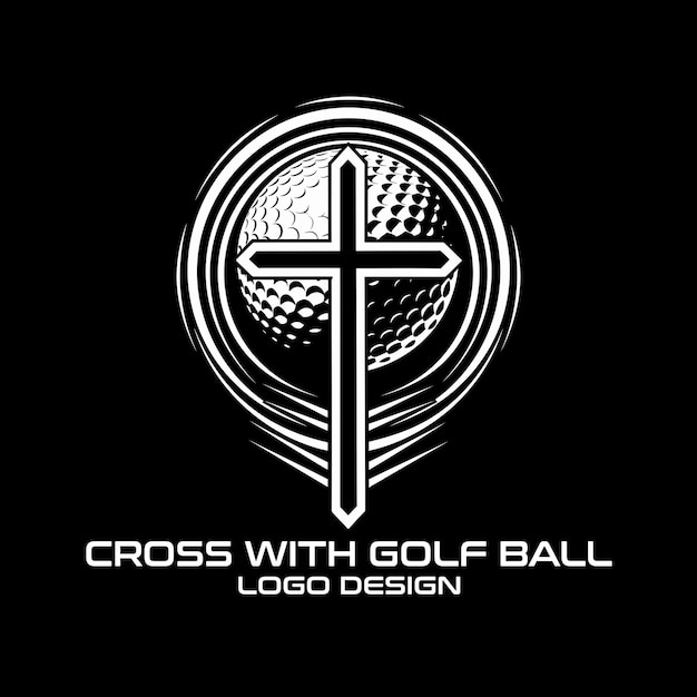 Vecteur croix avec le logo vectoriel de la balle de golf