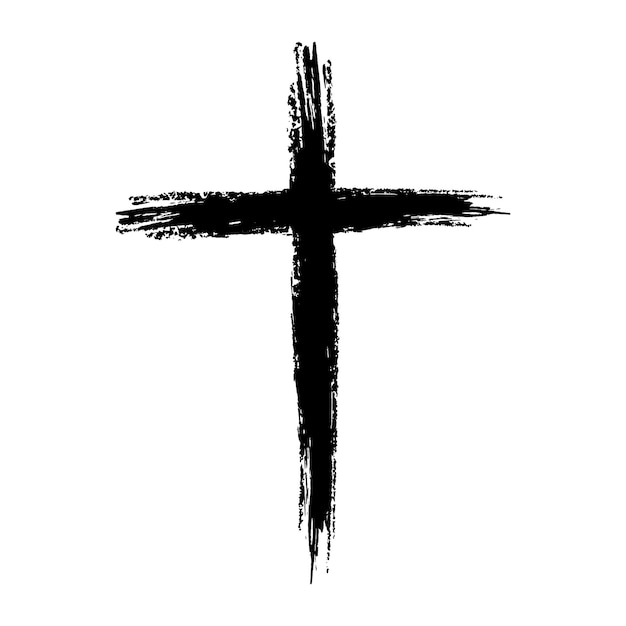 Croix vectorisée dessinée à la main Croix vectorielle La croix est faite avec un pinceau