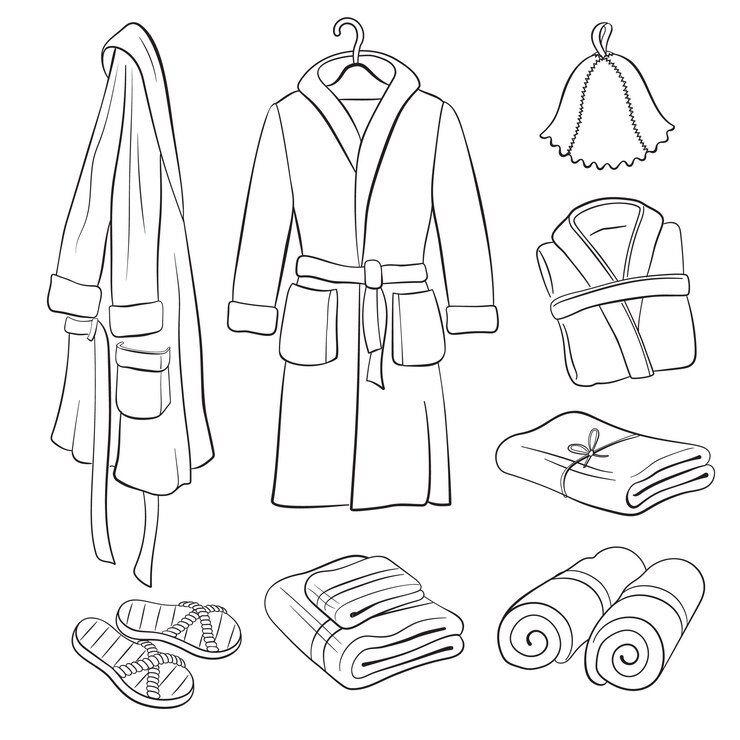 Croquis d'accessoires de sauna.