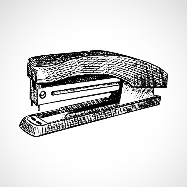 Vecteur un croquis de l'agrafeuse fournitures de bureau de papeterie pour la reliure papier