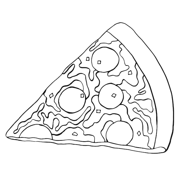 Vecteur croquis d'art en ligne de pizza pour les livres de coloriage anti-stress et les pizzerias