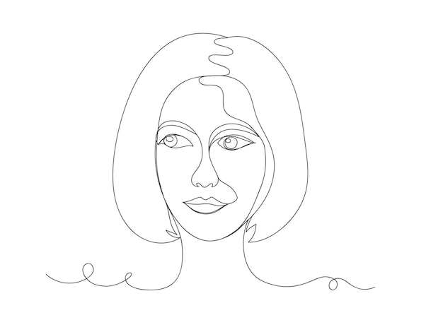 Des Croquis Artistiques En Une Ligne Du Visage D'une Femme Dessin De Visage Féminin De Style Linéaire Minimaliste