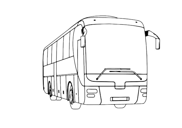 Vecteur croquis de bus sur le vecteur de fond blanc