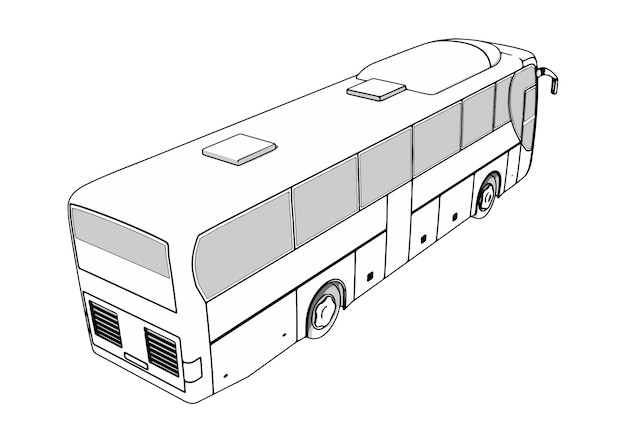 Vecteur croquis de bus sur le vecteur de fond blanc