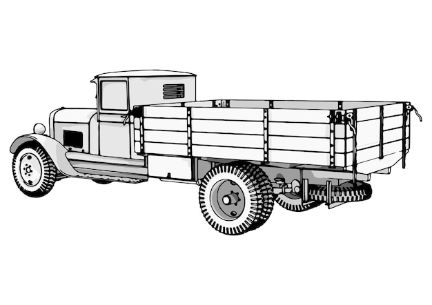 Vecteur croquis de camion vecteur de fond blanc