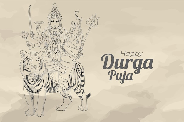 Vecteur croquis de la célébration de durga puja