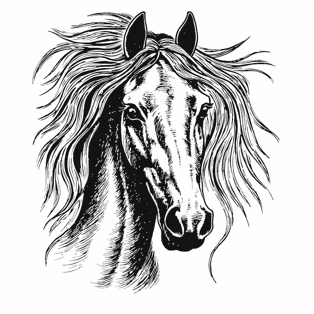 Croquis de cheval Illustration dessinée à la main d'un cheval