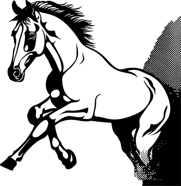 Vecteur croquis de cheval en noir et blanc