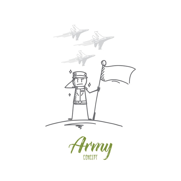 Croquis De Concept De L'armée Dessiné à La Main