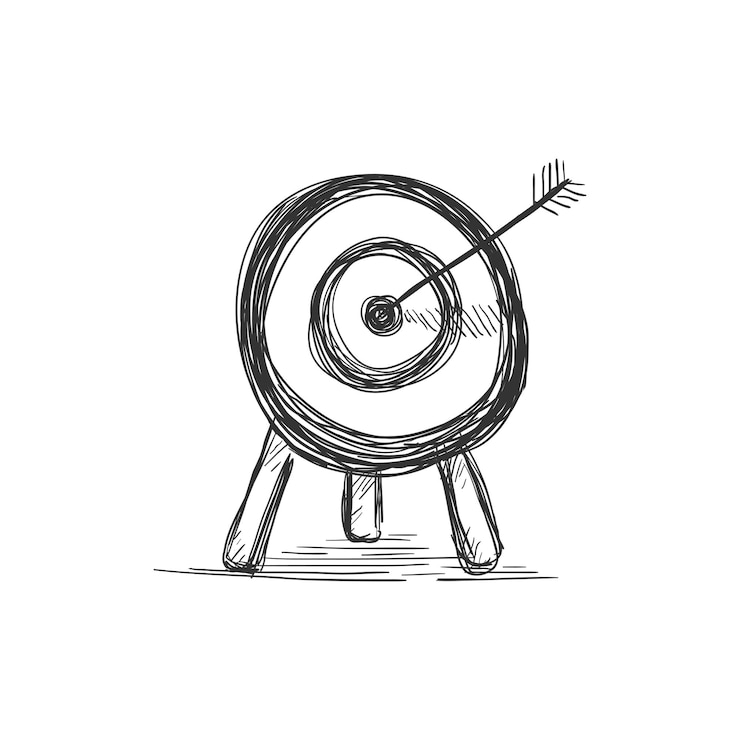 Vecteur croquis de craie sale de cible de tir à l'arc de vecteur