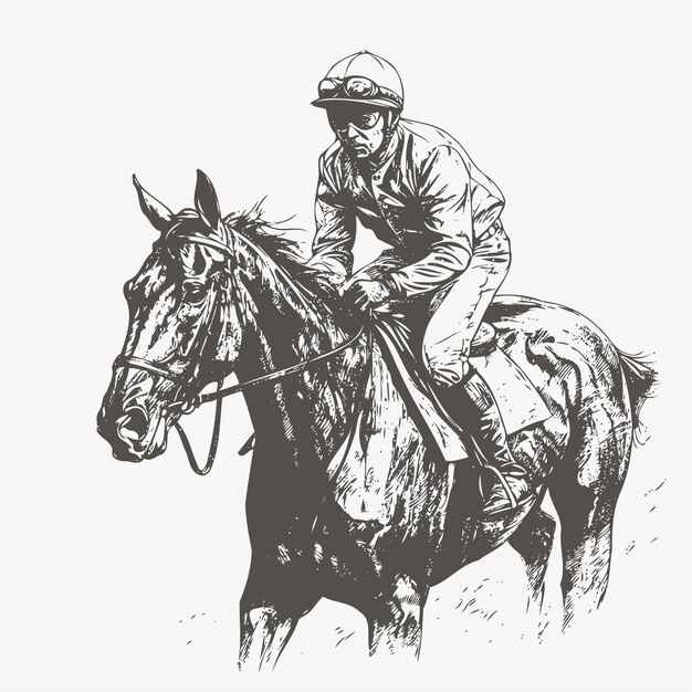 Croquis De Croquis Dessinés à La Main De Course De Jockey