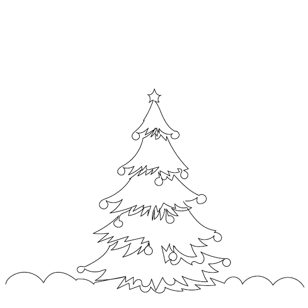 Croquis, Un Dessin Au Trait D'arbre De Noël