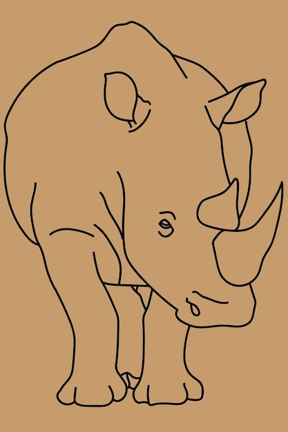 Croquis Dessin Au Trait Rhinocéros